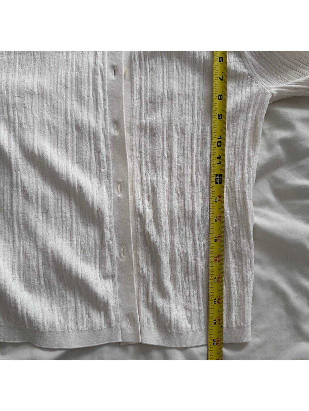 LOFT Ivory Ribbed Button Up Cardigan & Matching Top Set Women's Small Basic - Picture 8 of 9